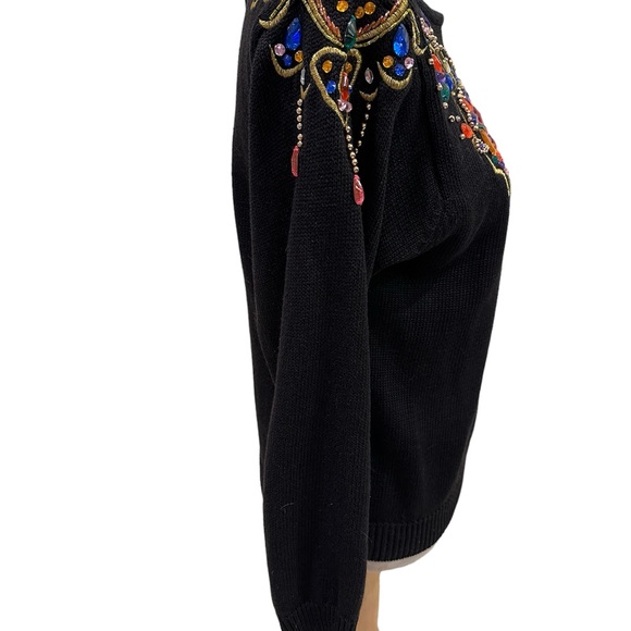 VTG Lindsey Blake Petites Black Bejewelled Embellished Sweater Size S - Picture 5 of 11